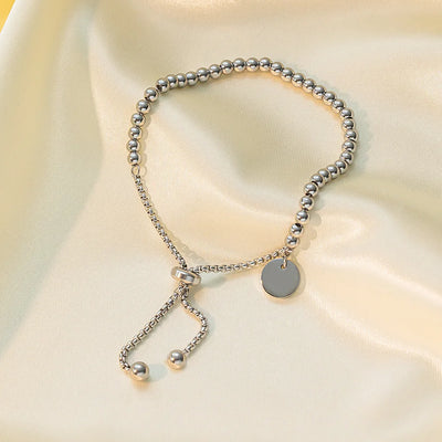 Stainless Steel Golden Bead Bracelet for Women Adjustable Chain Bracelets