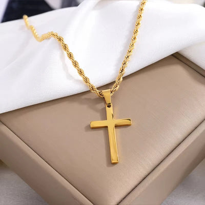 New Cross Pendant Necklace for Men and Women Minimalist Gold Jewelry