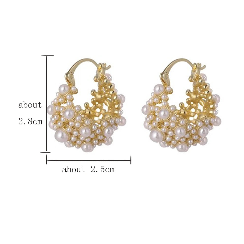 Irregular Metal Pearl Earrings