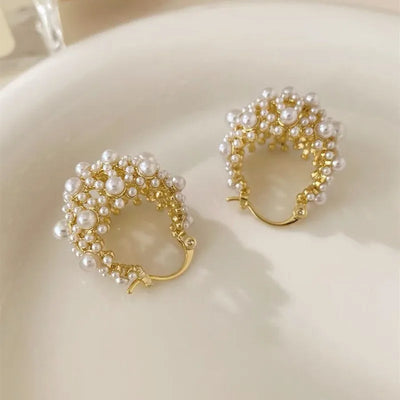 Irregular Metal Pearl Earrings