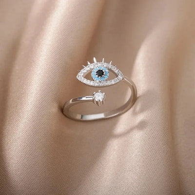 Evil Eye Gold and Silver Open Ring