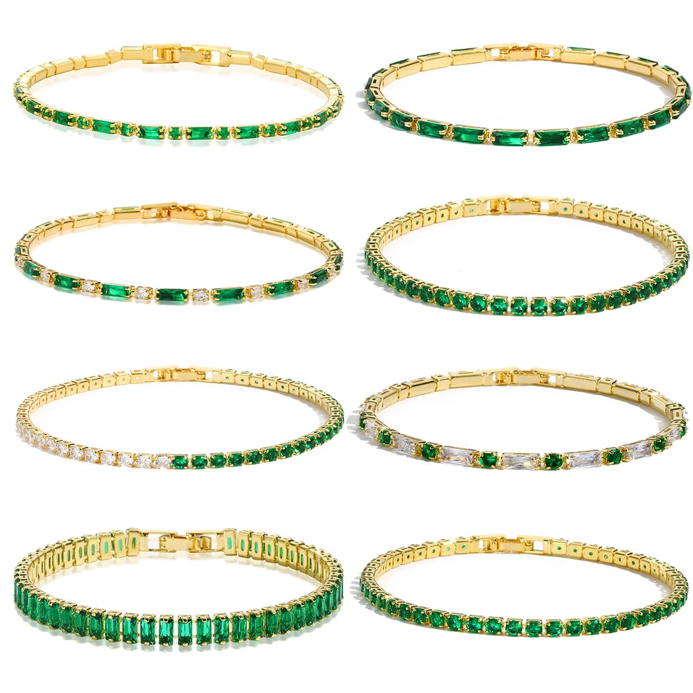 Luxury Emerald Cubic Zirconia CZ Tennis Bracelets