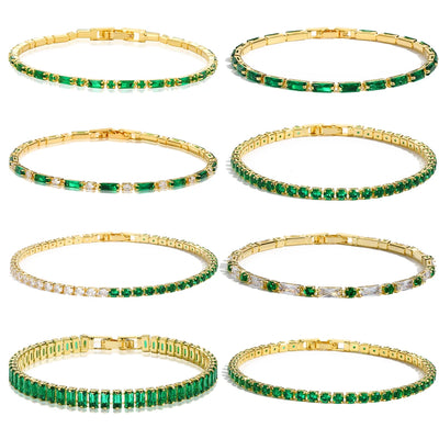 Luxury Emerald Cubic Zirconia CZ Tennis Bracelets