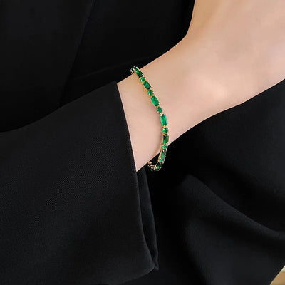 Gold Plating Emerald Zircon Retro Dainty Bracelet
