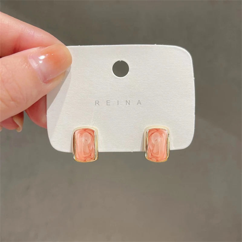 Chic Trendy C-Shaped Enamel Earrings