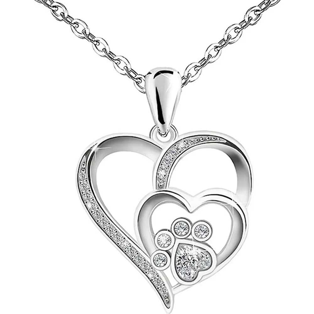 Crystal White Zircon Stone Heart Pendant Necklace