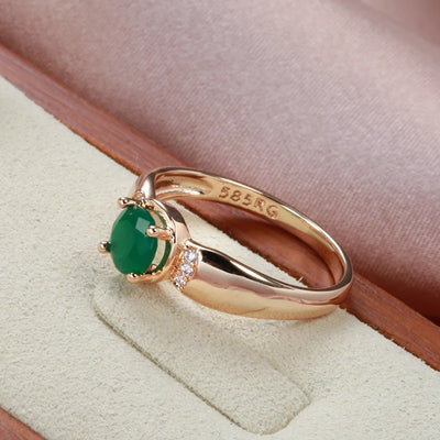 Gold with Circle Cut Emerald Zircon Ring
