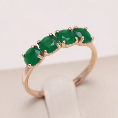 18K Rose Gold Natural Emerald Gemstone Ring
