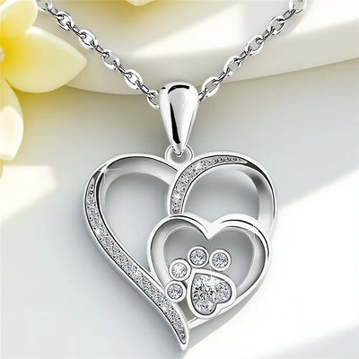 Crystal White Zircon Stone Heart Pendant Necklace
