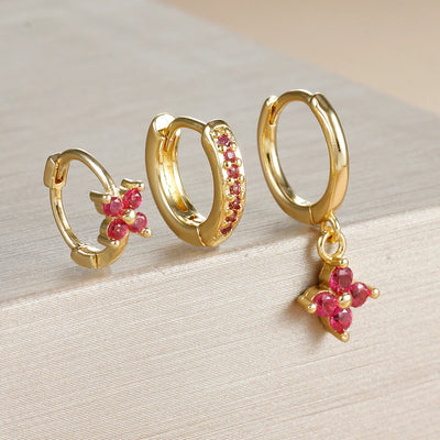 3PCS Luxury Stainless Steel Zircon Small Hoop Earrings Set