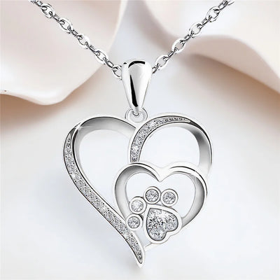Crystal White Zircon Stone Heart Pendant Necklace
