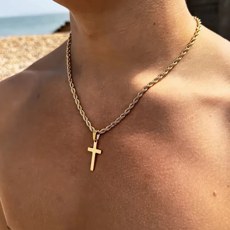 New Cross Pendant Necklace for Men and Women Minimalist Gold Jewelry