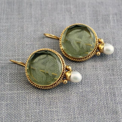 Elegant Vintage Geometric Pearl Pendant Drop Earrings