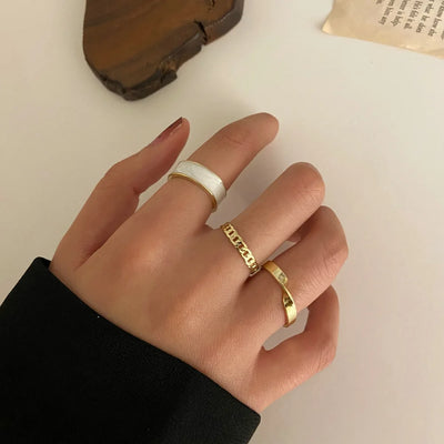 Silver and Gold Crystal Rings Set