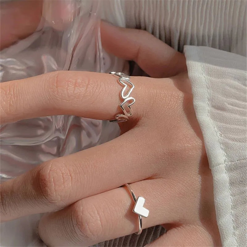 Silver and Gold Crystal Rings Set