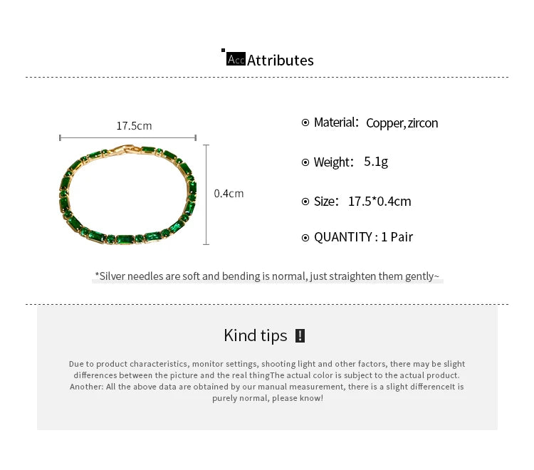 Gold Plating Emerald Zircon Retro Dainty Bracelet