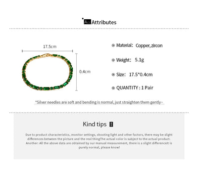 Gold Plating Emerald Zircon Retro Dainty Bracelet