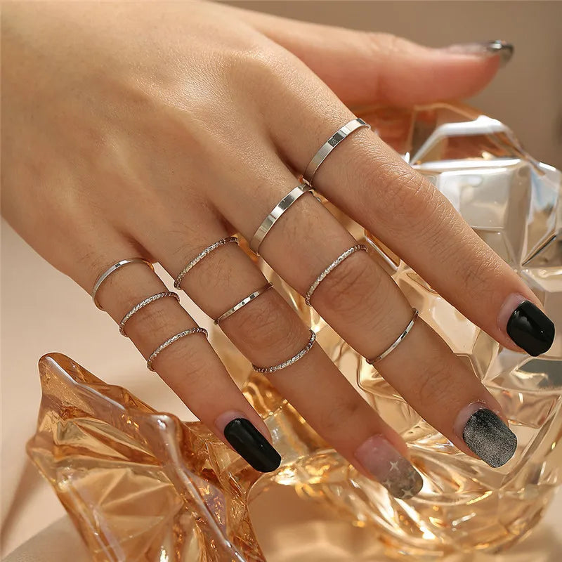 Silver and Gold Crystal Rings Set