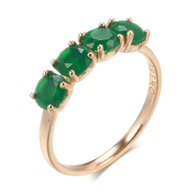 18K Rose Gold Natural Emerald Gemstone Ring