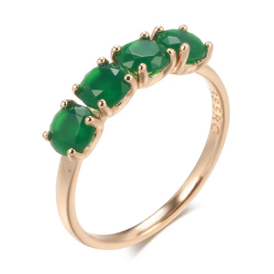 18K Rose Gold Natural Emerald Gemstone Ring