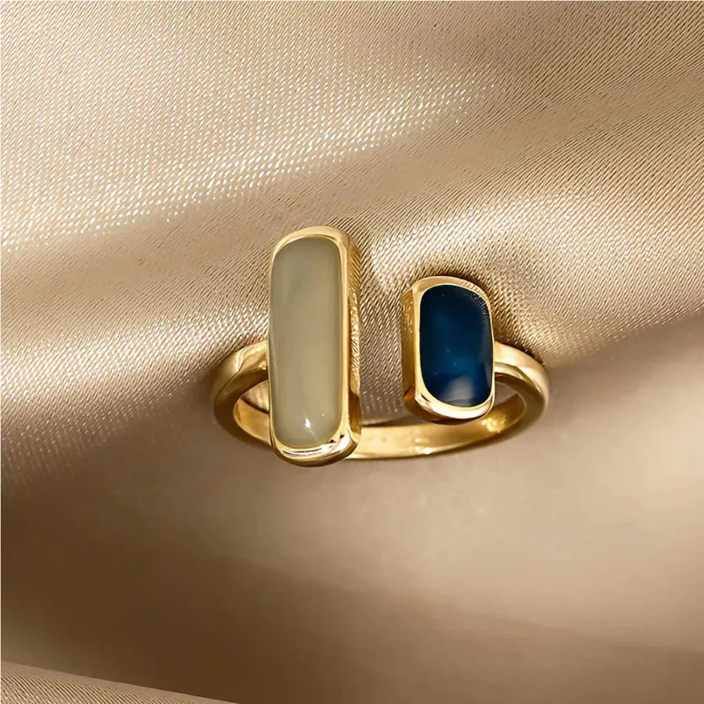 New Square Blue Oil Dripping Ring