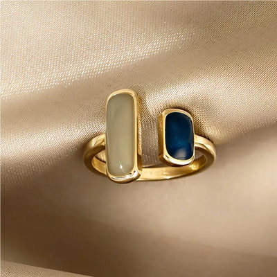 New Square Blue Oil Dripping Ring