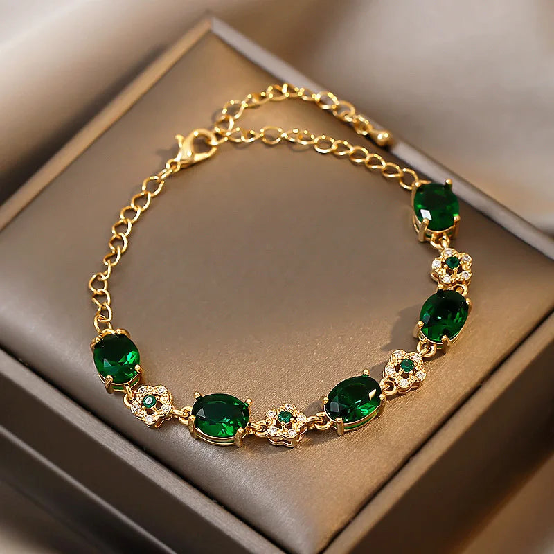 Luxury Green Rhinestone Crystal Bracelet