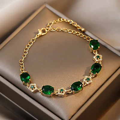 Luxury Green Rhinestone Crystal Bracelet