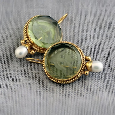 Elegant Vintage Geometric Pearl Pendant Drop Earrings