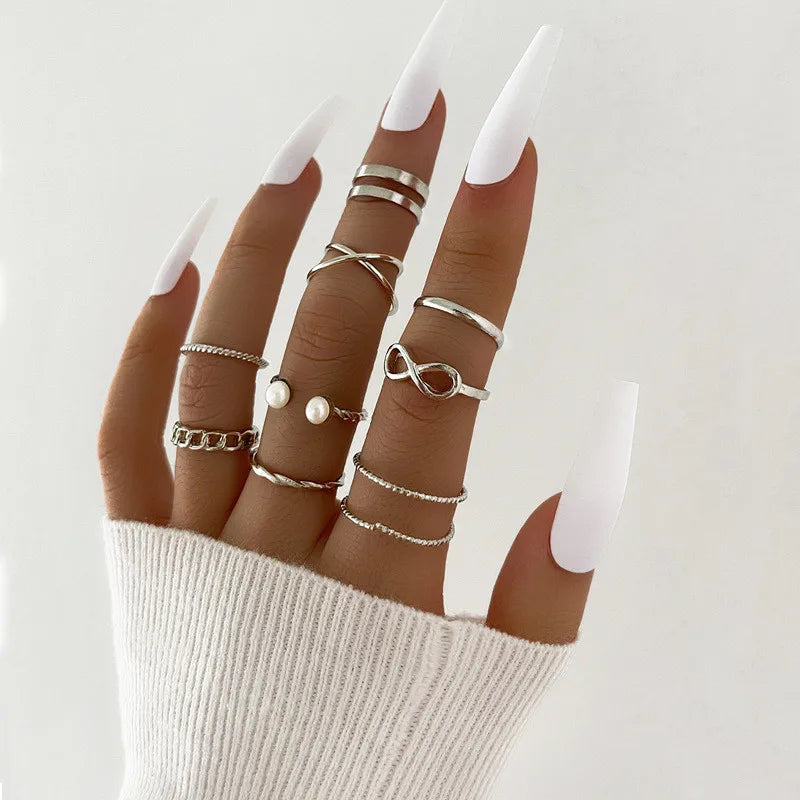 Silver and Gold Crystal Rings Set