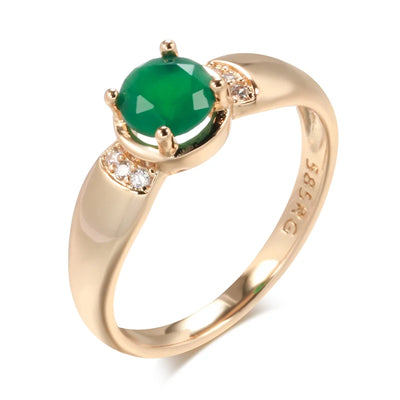 Gold with Circle Cut Emerald Zircon Ring