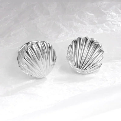 Ocean Shell Texture Stud Earrings