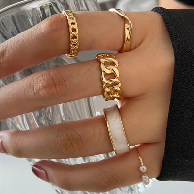 Silver and Gold Crystal Rings Set