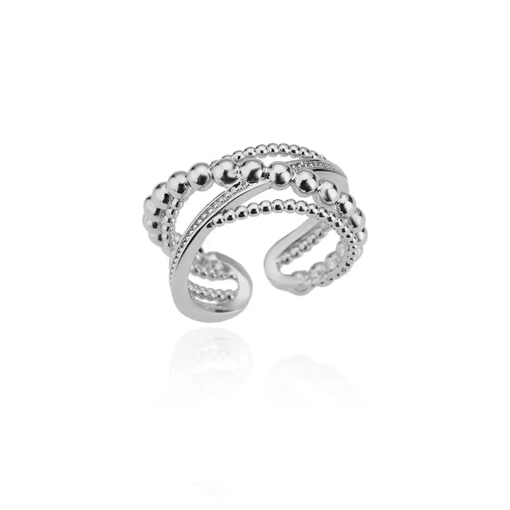 Stainless Steel Bead Twist Cross Ring