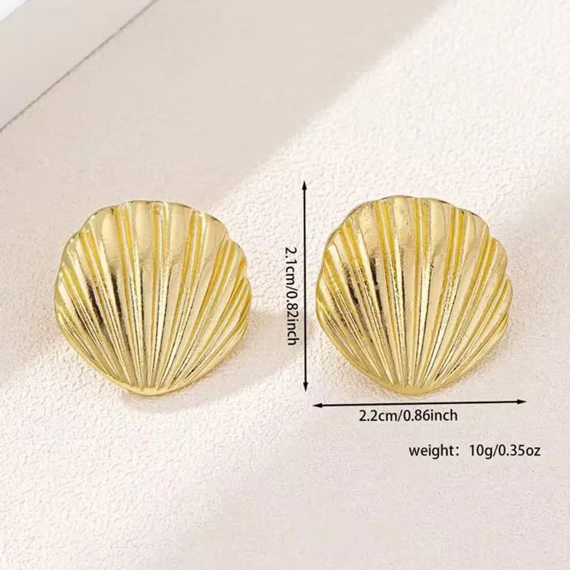 Ocean Shell Texture Stud Earrings