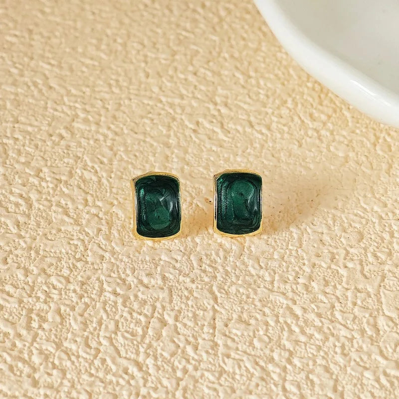 Chic Trendy C-Shaped Enamel Earrings