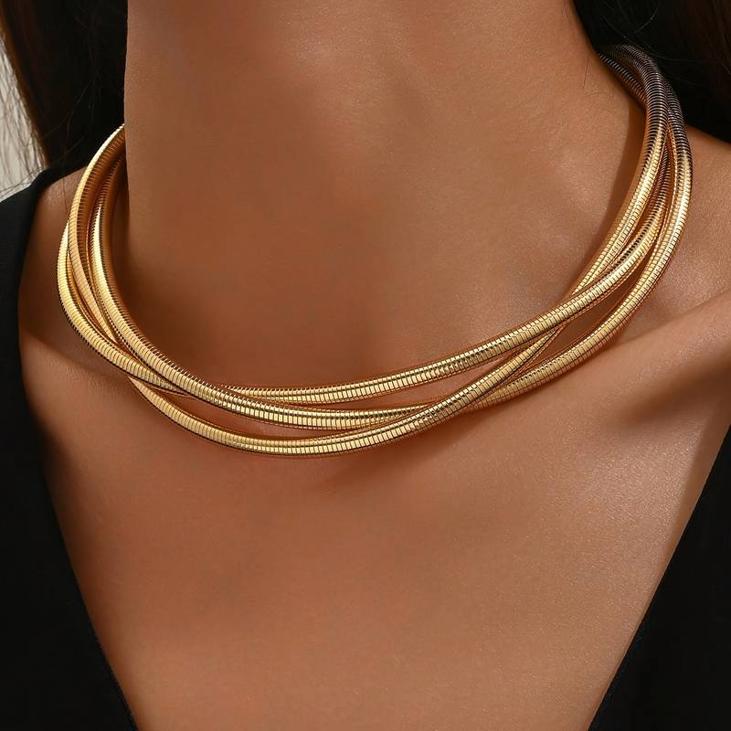 Elegant Vintage Multi Layered Gold Necklace