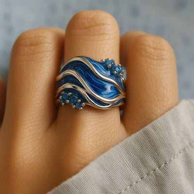 Vintage Golden Ocean Wavy Ring