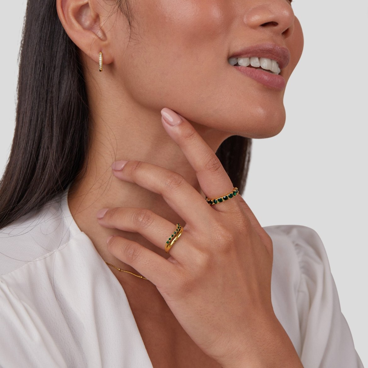 Mary - Emerald green layered ring