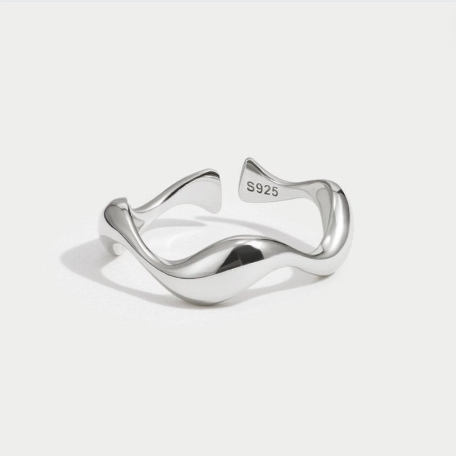 Silver wave ring