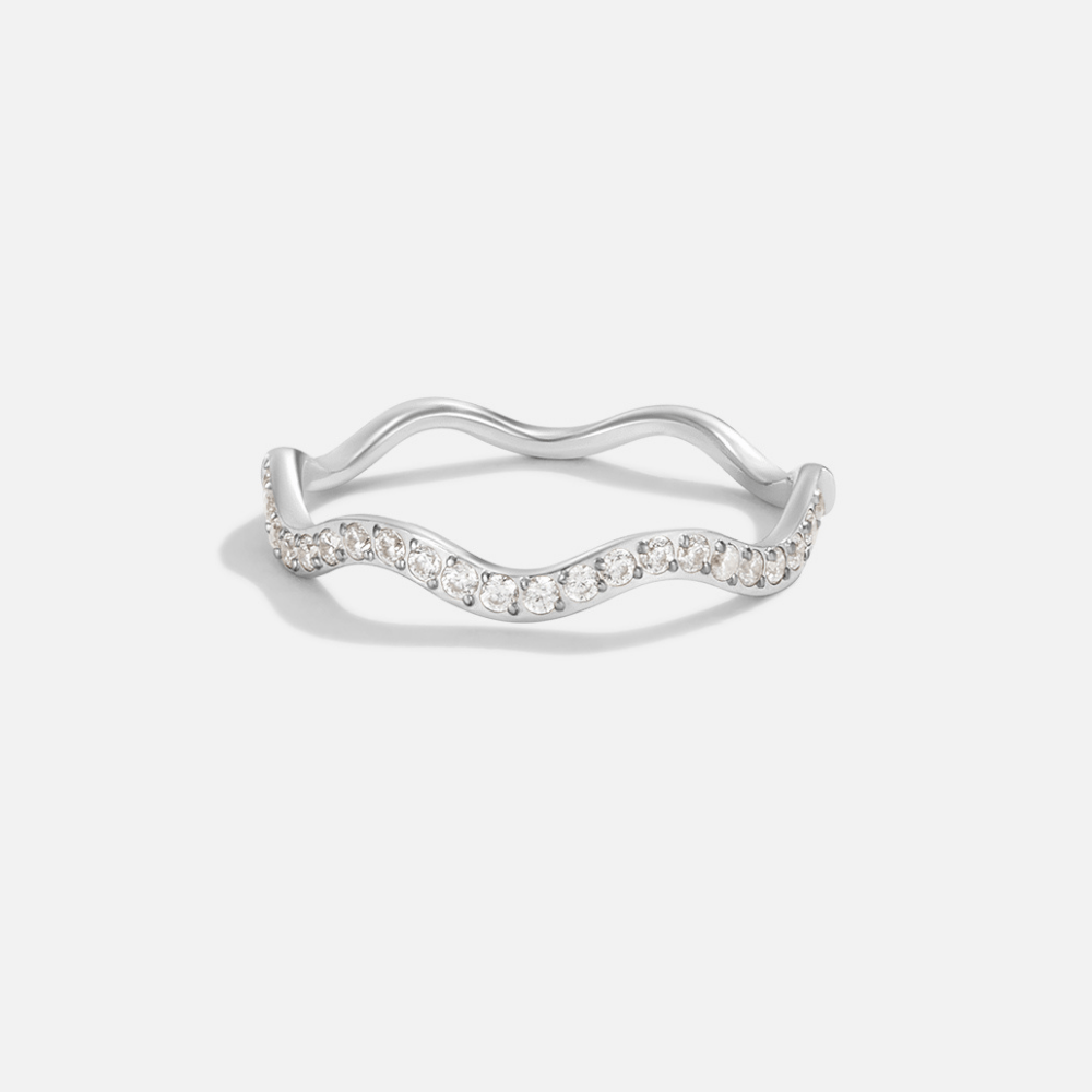 Zenya crystal and silver wave ring