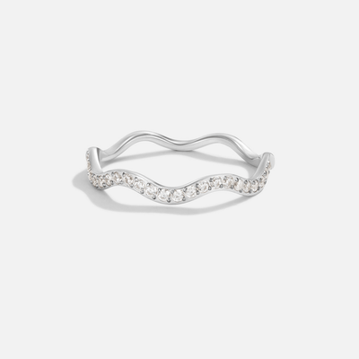 Zenya crystal and silver wave ring